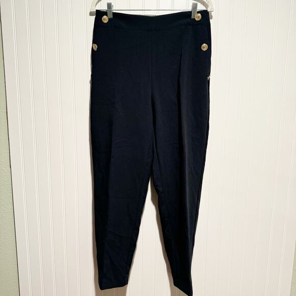 Zara Navy Blue Sailor Pants Pull On NEW Size Large - Picture 1 of 8